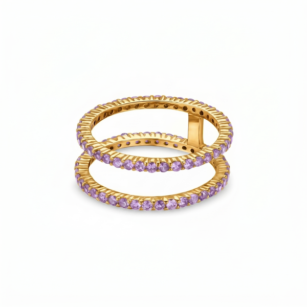 Linea Double Ring – Purple Sapphire