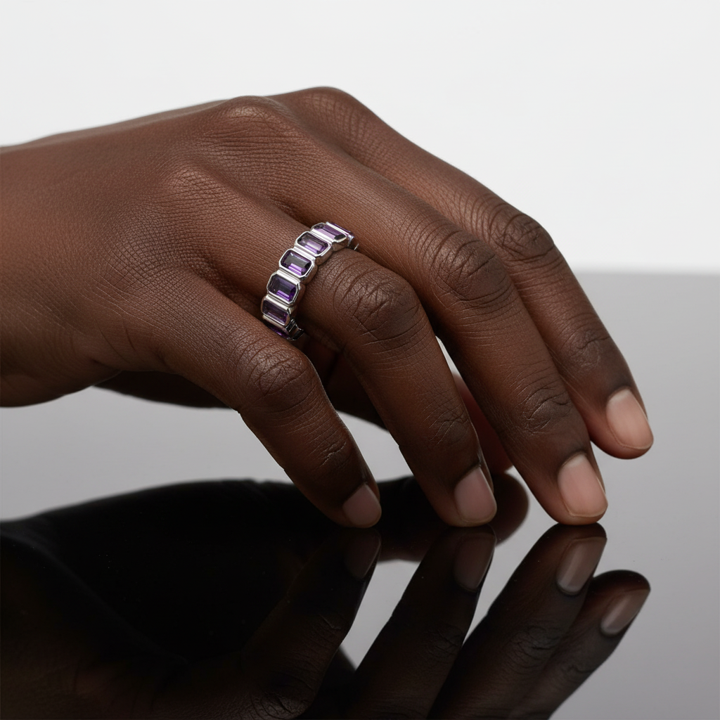 Nexus Vertical Eternity Ring – Purple Amethyst