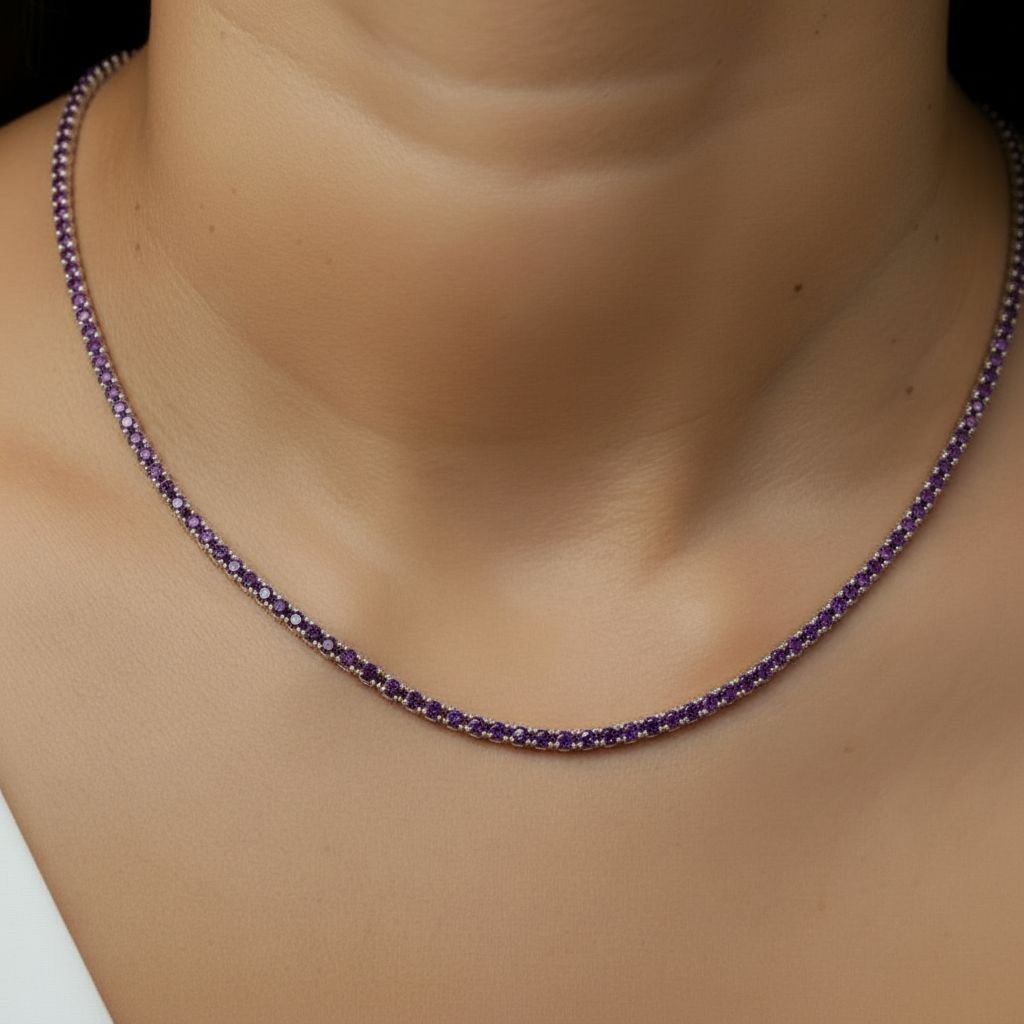 Juno Mini Tennis Necklace – Purple Sapphire