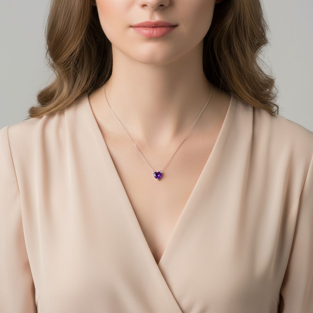 Amore Mini Solitaire Necklace – Purple Sapphire