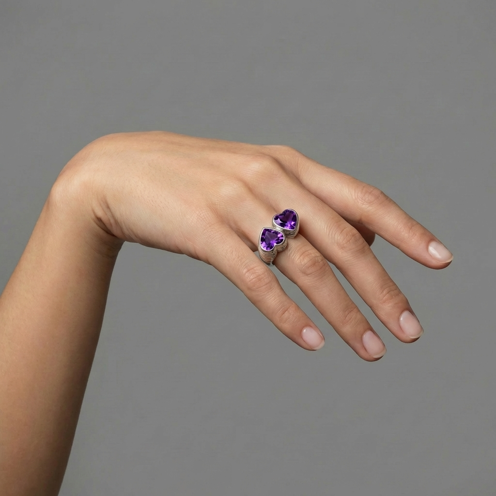 Amore Double Signet Ring – Purple Sapphire