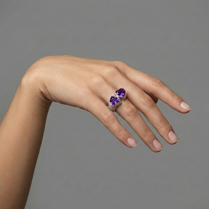 Amore Double Signet Ring – Purple Sapphire