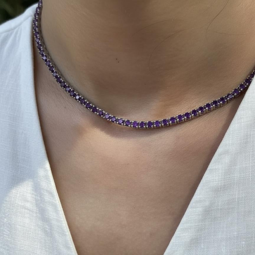 Juno Midi Tennis Necklace – Purple Amethyst