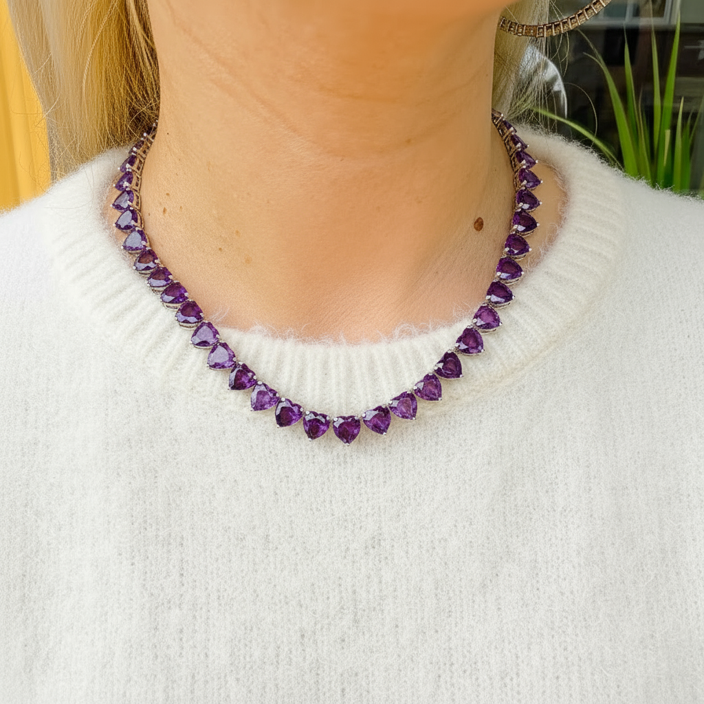 Amore Maxi Tennis Necklace – Purple Sapphire