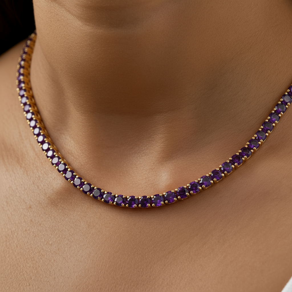 Juno Grande Tennis Necklace – Purple Sapphire