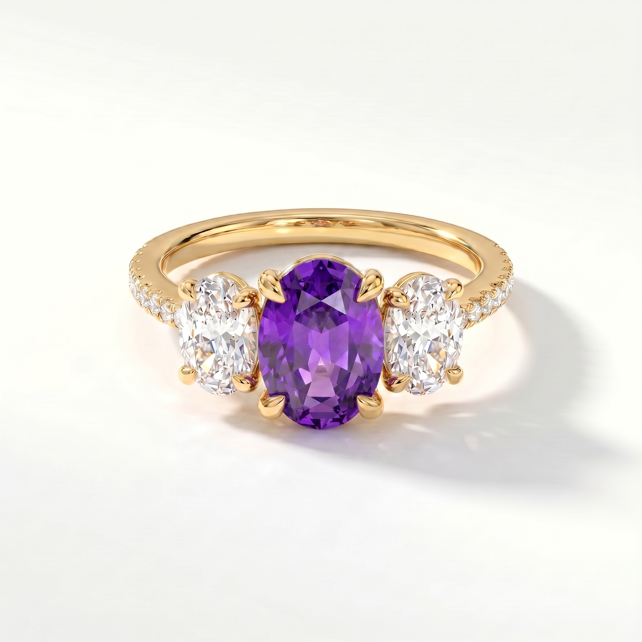 Velara Trilogy Pavé Ring – Purple Sapphire