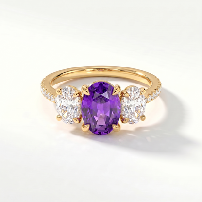 Velara Trilogy Pavé Ring – Purple Sapphire