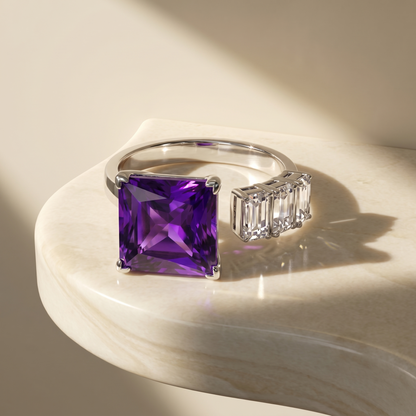 Aria Princess Open Ring – Purple Sapphire