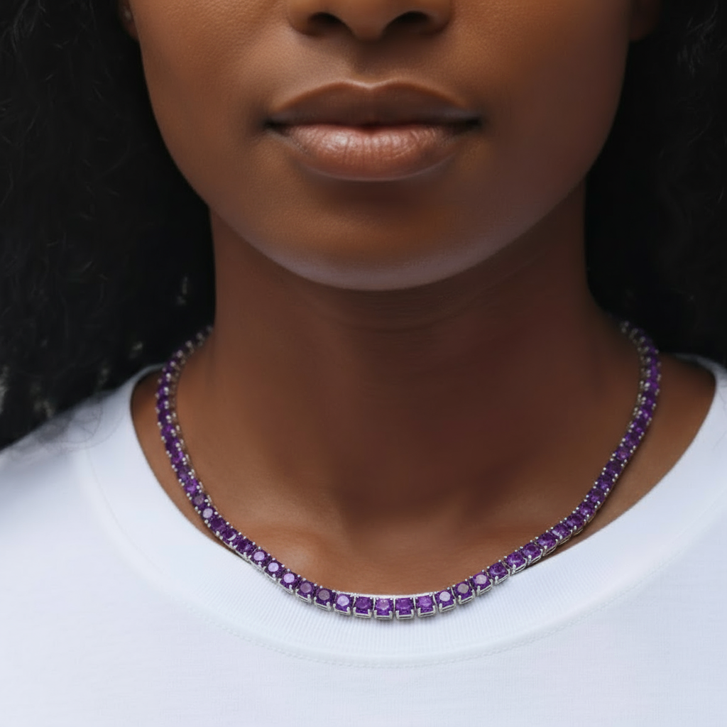 Juno Maxi Tennis Necklace – Purple Amethyst