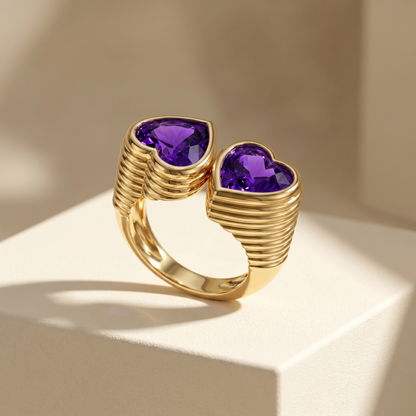 Amore Double Signet Ring – Purple Sapphire