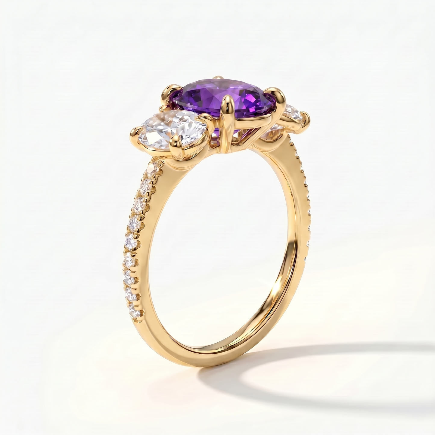 Velara Trilogy Pavé Ring – Purple Sapphire