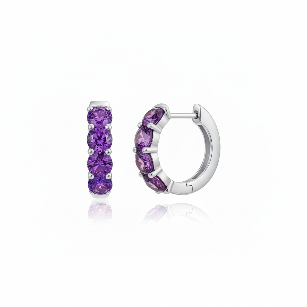 Linea Chunky Hoop Earrings – Purple Amethyst