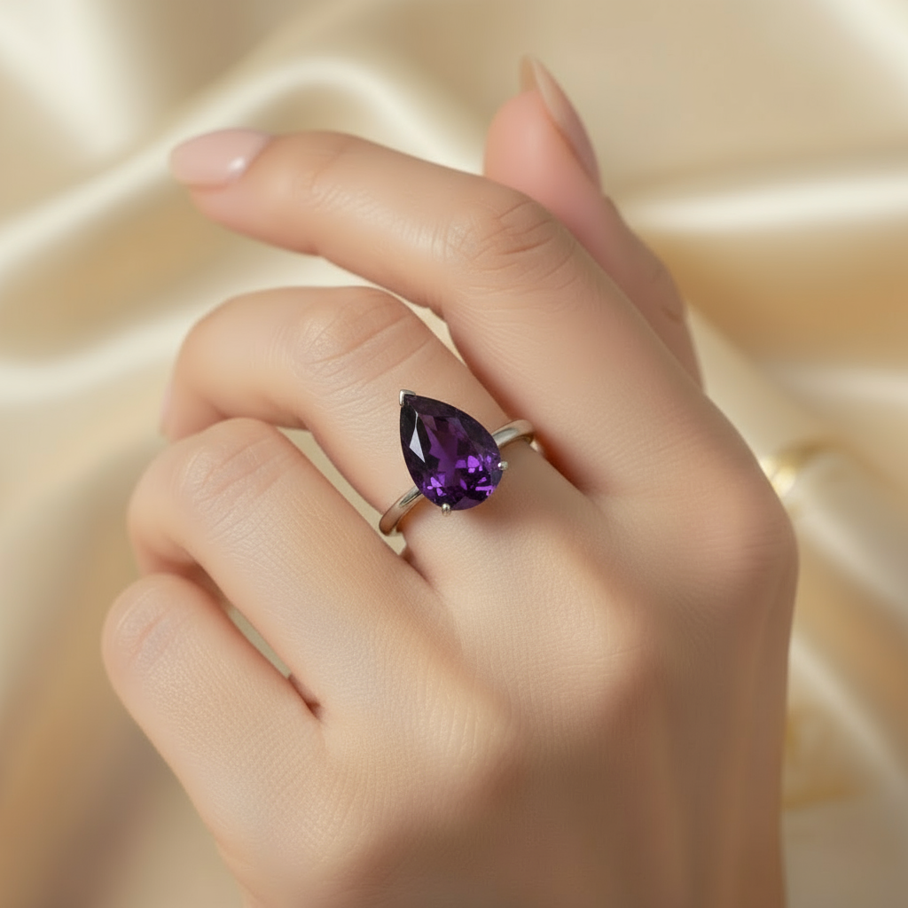 Nova Bold Solitaire Ring – Purple Amethyst