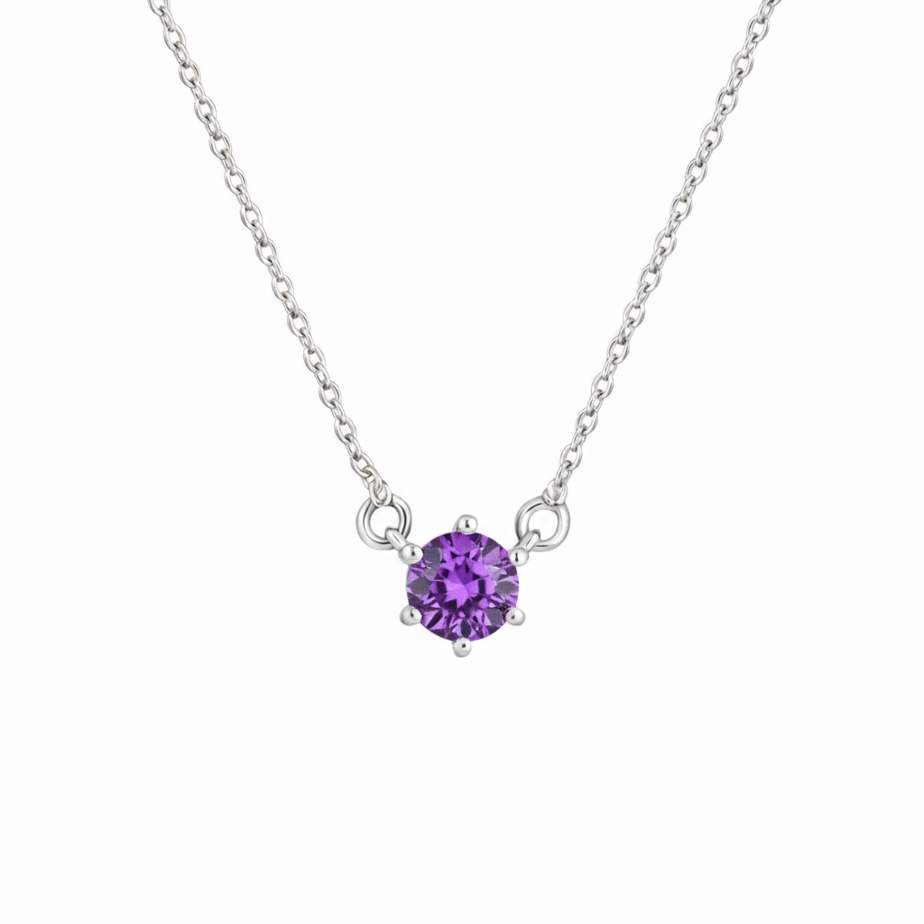 Juno Solitaire Necklace – Purple Amethyst