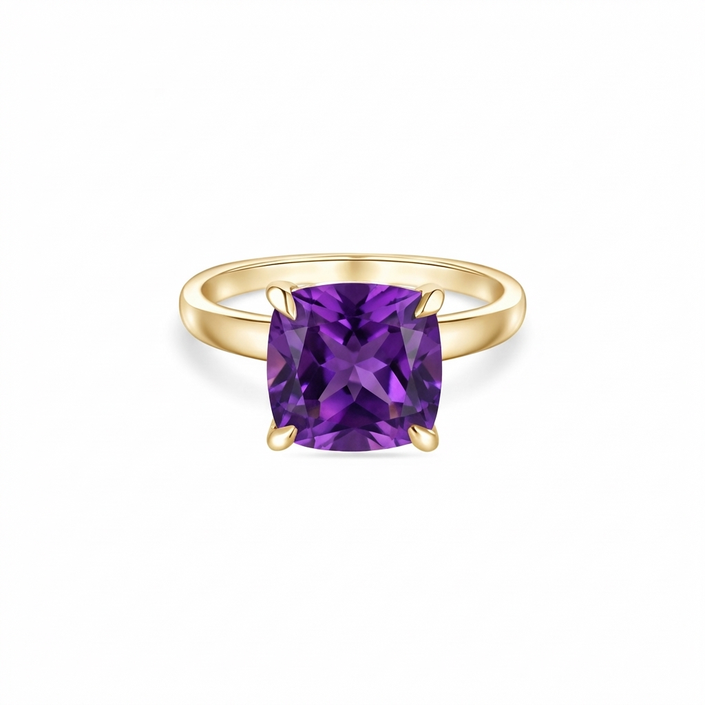 Aria Cushion Solitaire Ring – Purple Sapphire