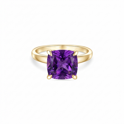 Aria Cushion Solitaire Ring – Purple Sapphire