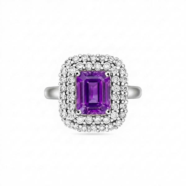 Nexus Double Halo Ring – Purple Sapphire