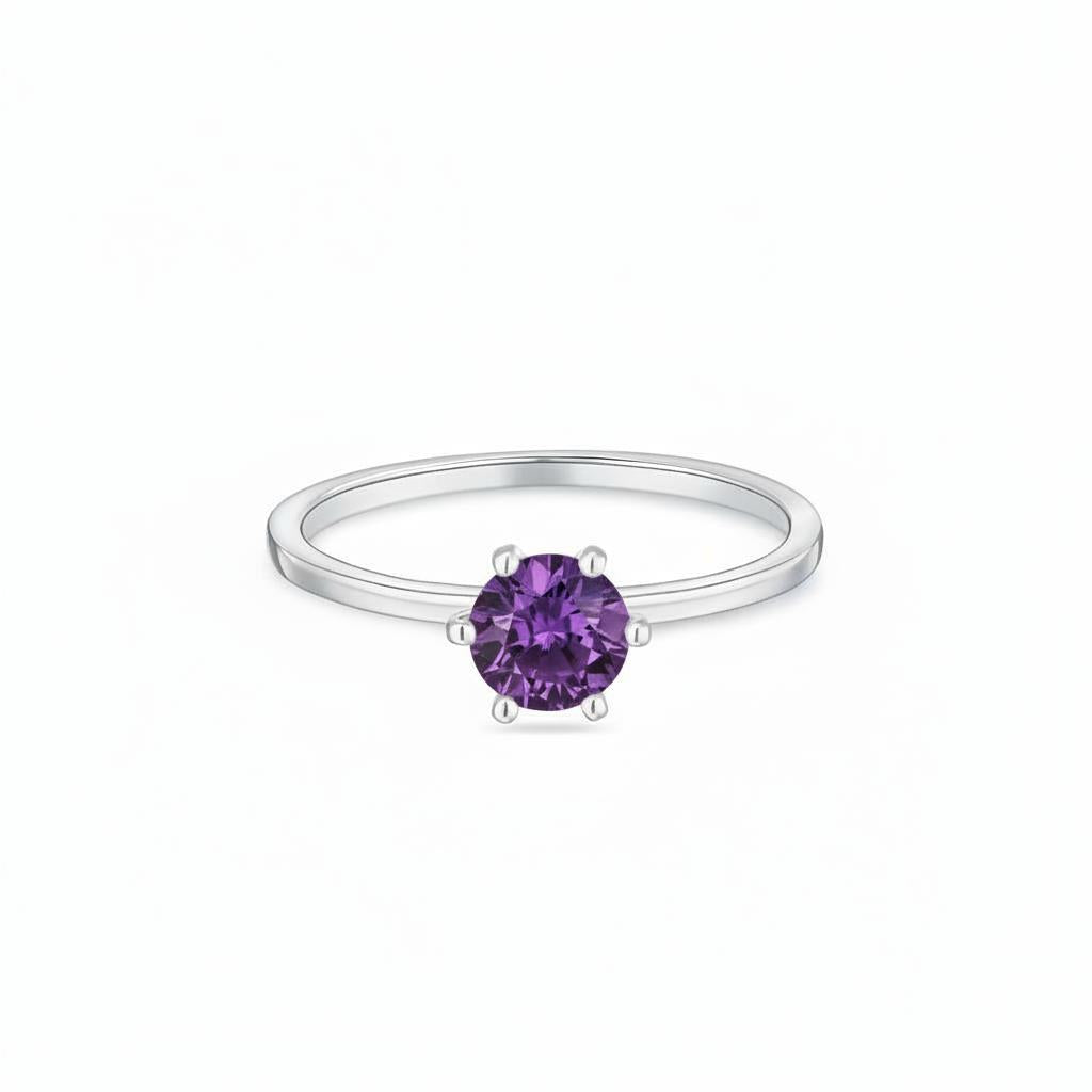 Juno Solitaire Ring – Purple Sapphire