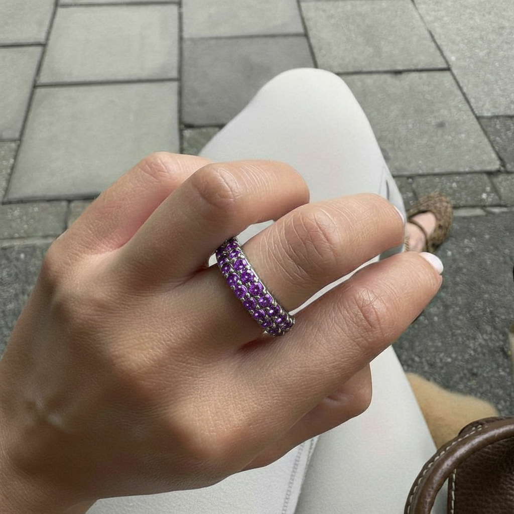Linea Twin Ring – Purple Sapphire