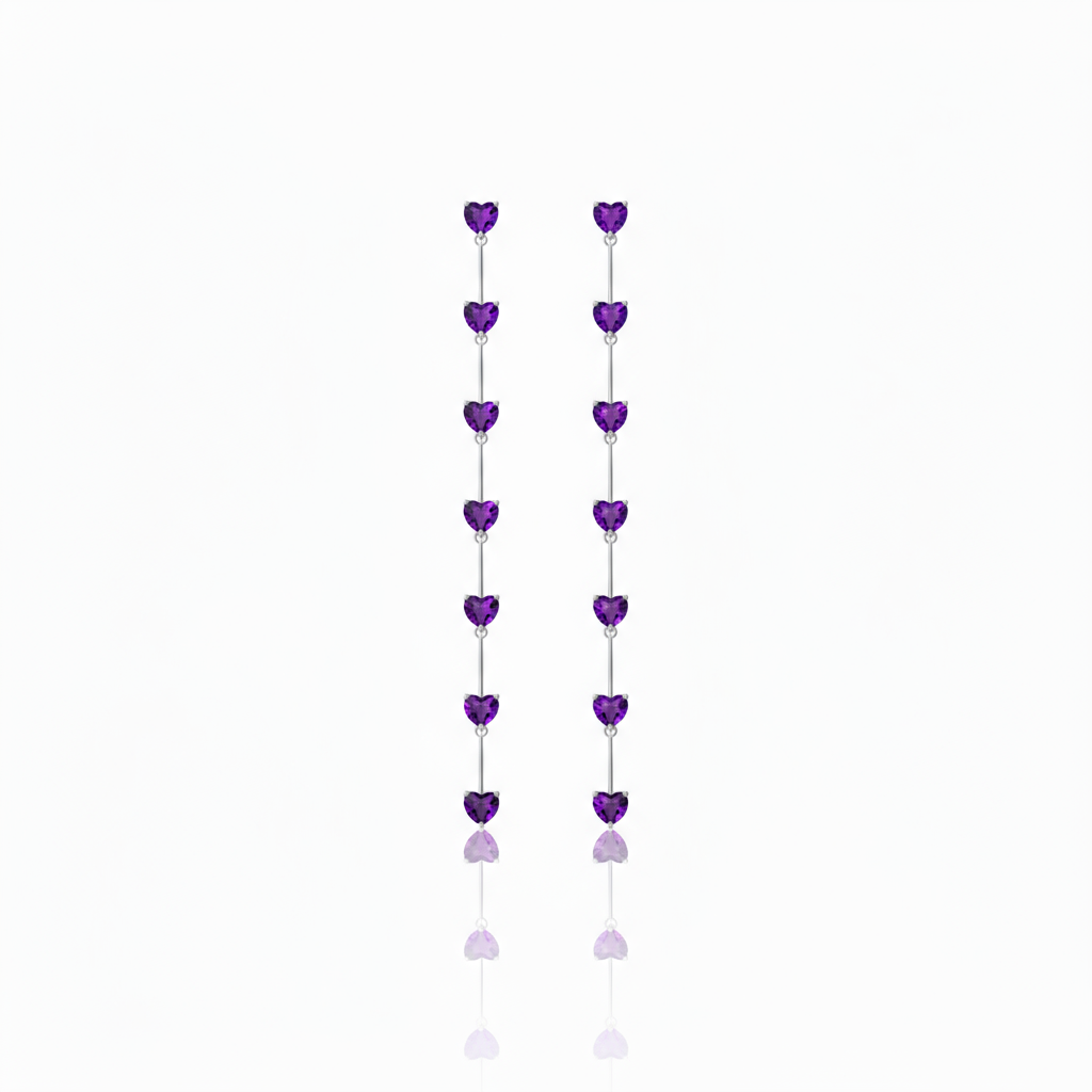 Amore Long Drop Earrings – Purple Amethyst