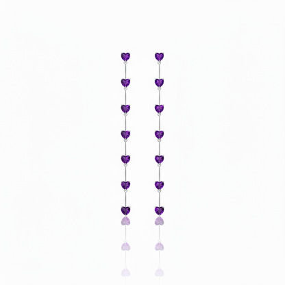 Amore Long Drop Earrings – Purple Sapphire