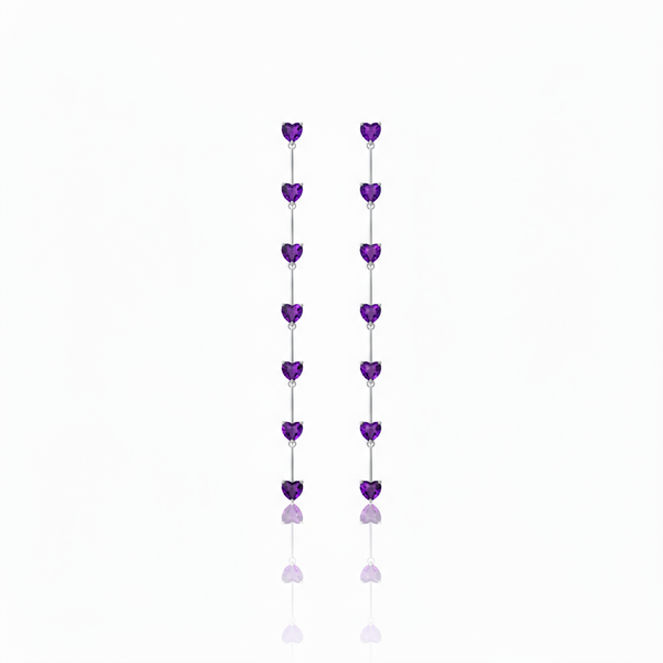 Amore Long Drop Earrings – Purple Sapphire