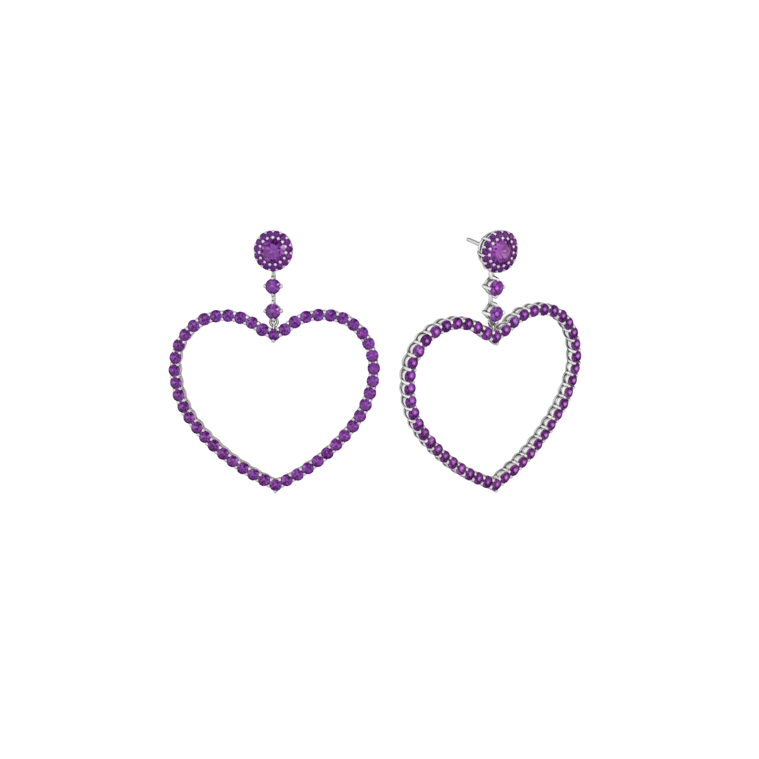 Amore Grand Heart Earrings – Purple Sapphire