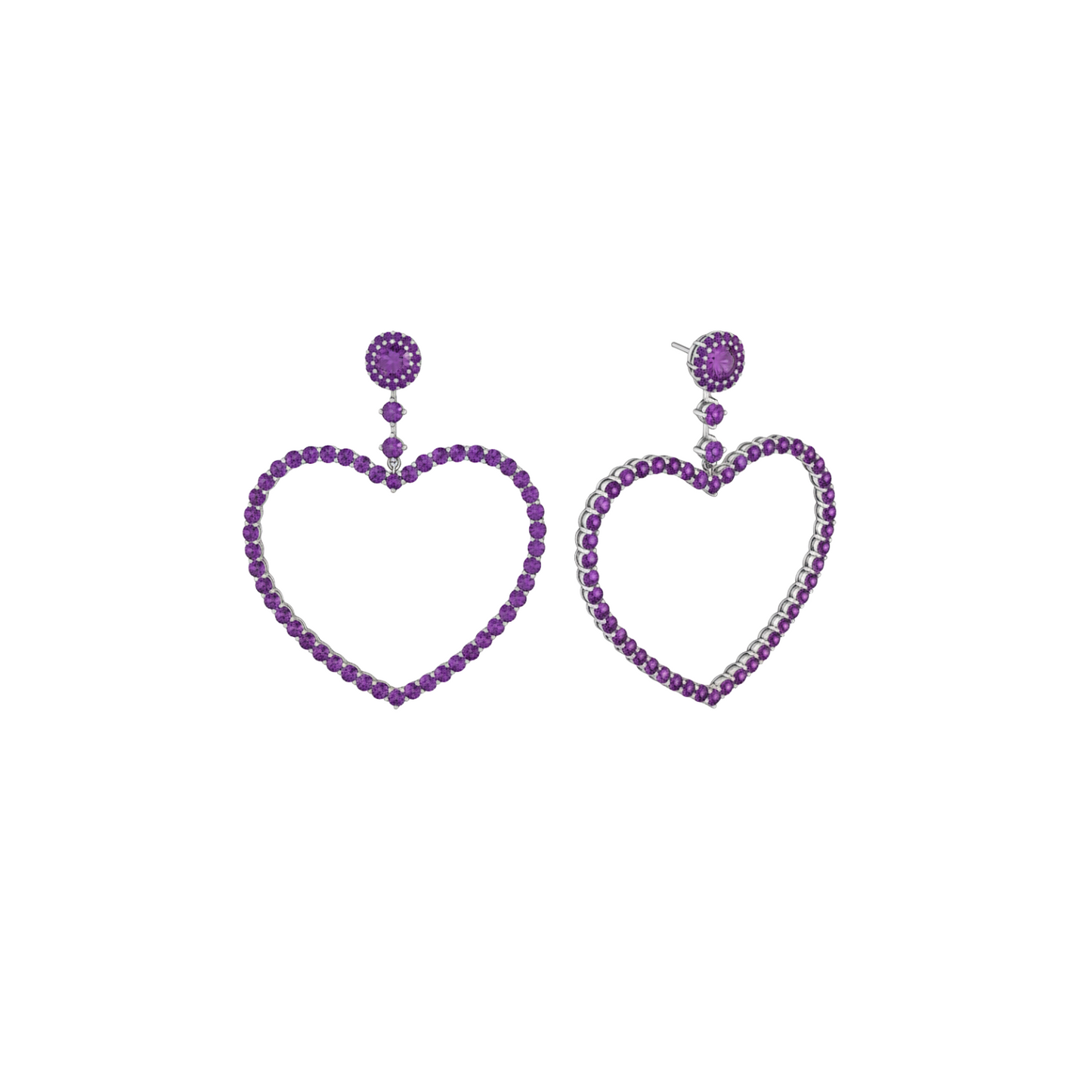 Amore Grand Heart Earrings – Purple Amethyst