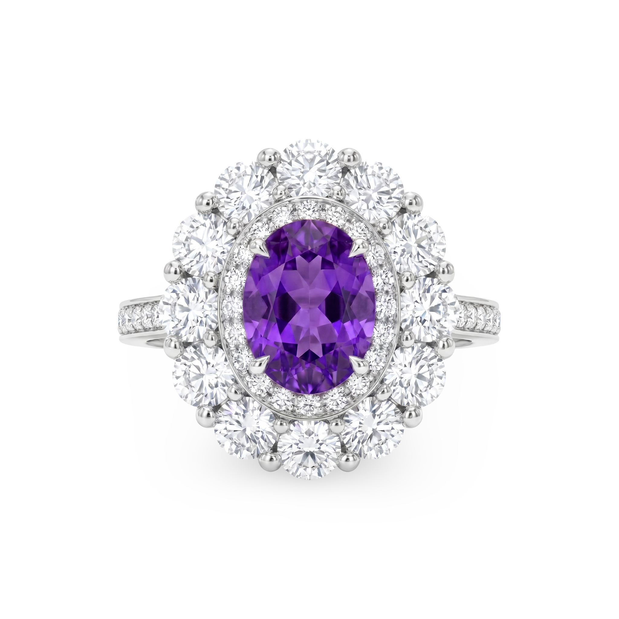 Velara Double Halo Ring – Purple Sapphire
