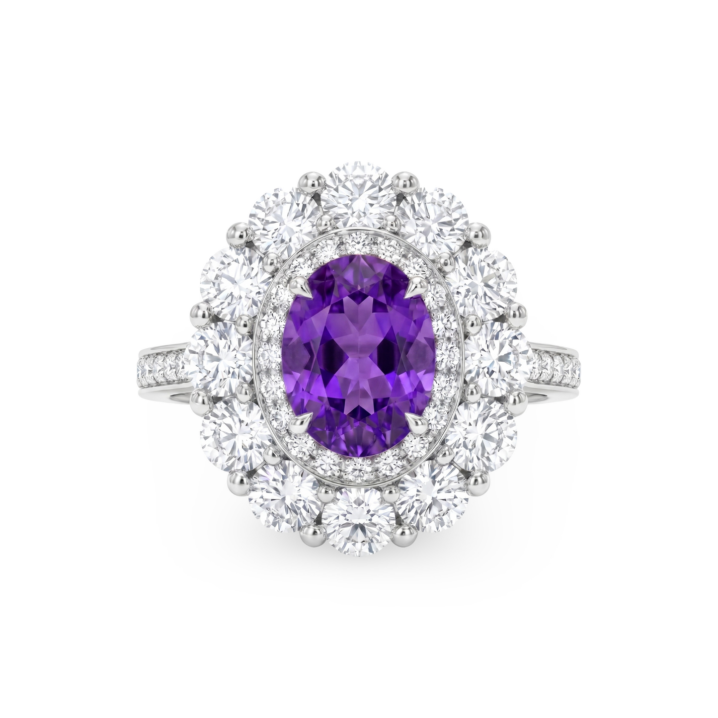 Velara Double Halo Ring – Purple Sapphire