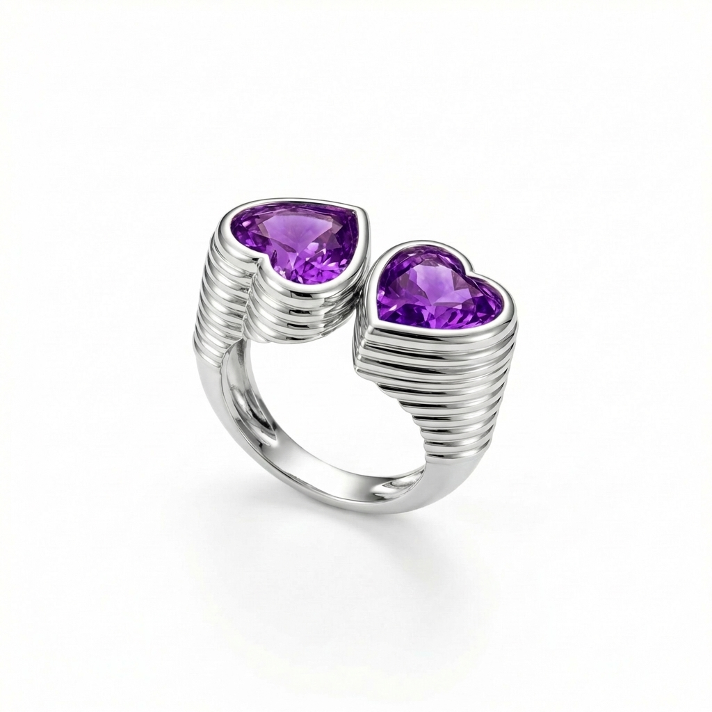 Amore Double Signet Ring – Purple Sapphire