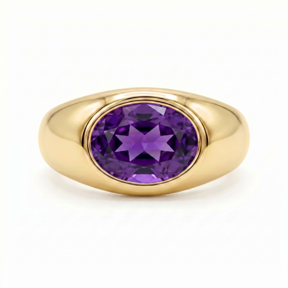 Velara Lateral Signet Ring – Purple Sapphire