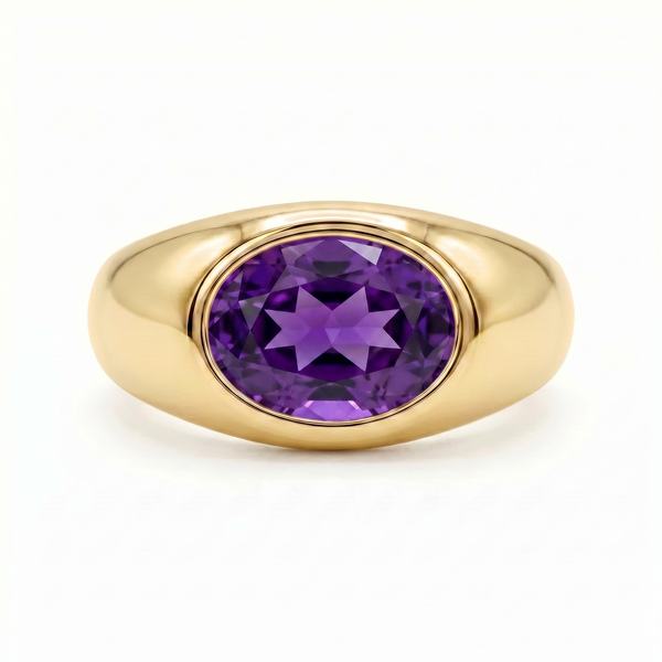 Velara Lateral Signet Ring – Purple Sapphire