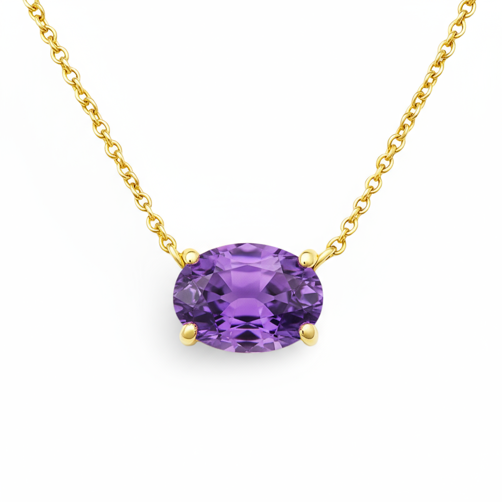 Velara Solitaire Necklace – Purple Amethyst