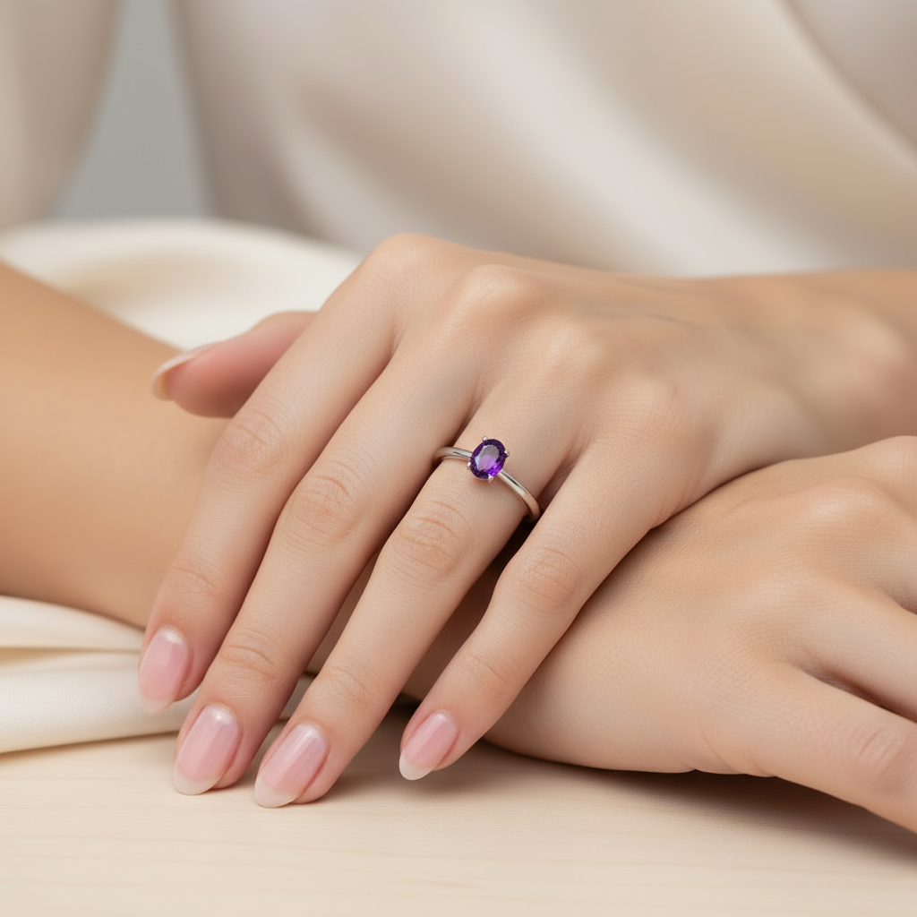 Velara Solitaire Ring – Purple Sapphire