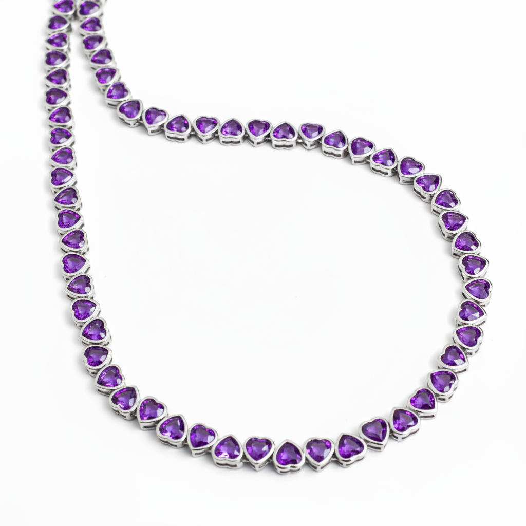 Amore Frame Tennis Necklace – Purple Amethyst