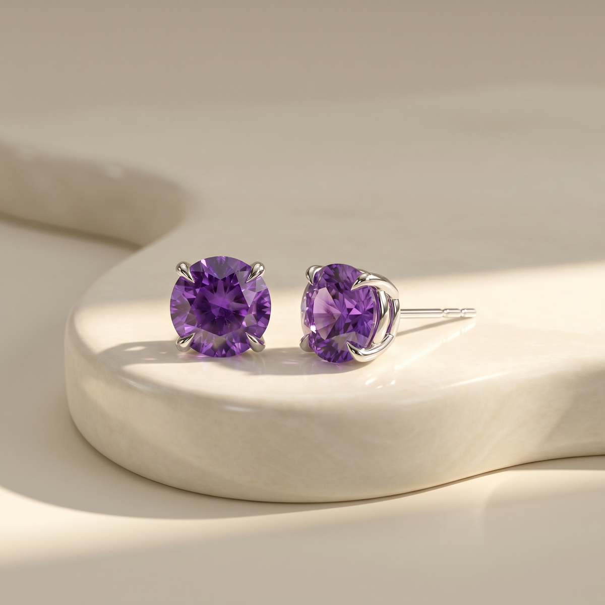 Juno Stud Earrings – Purple Sapphire