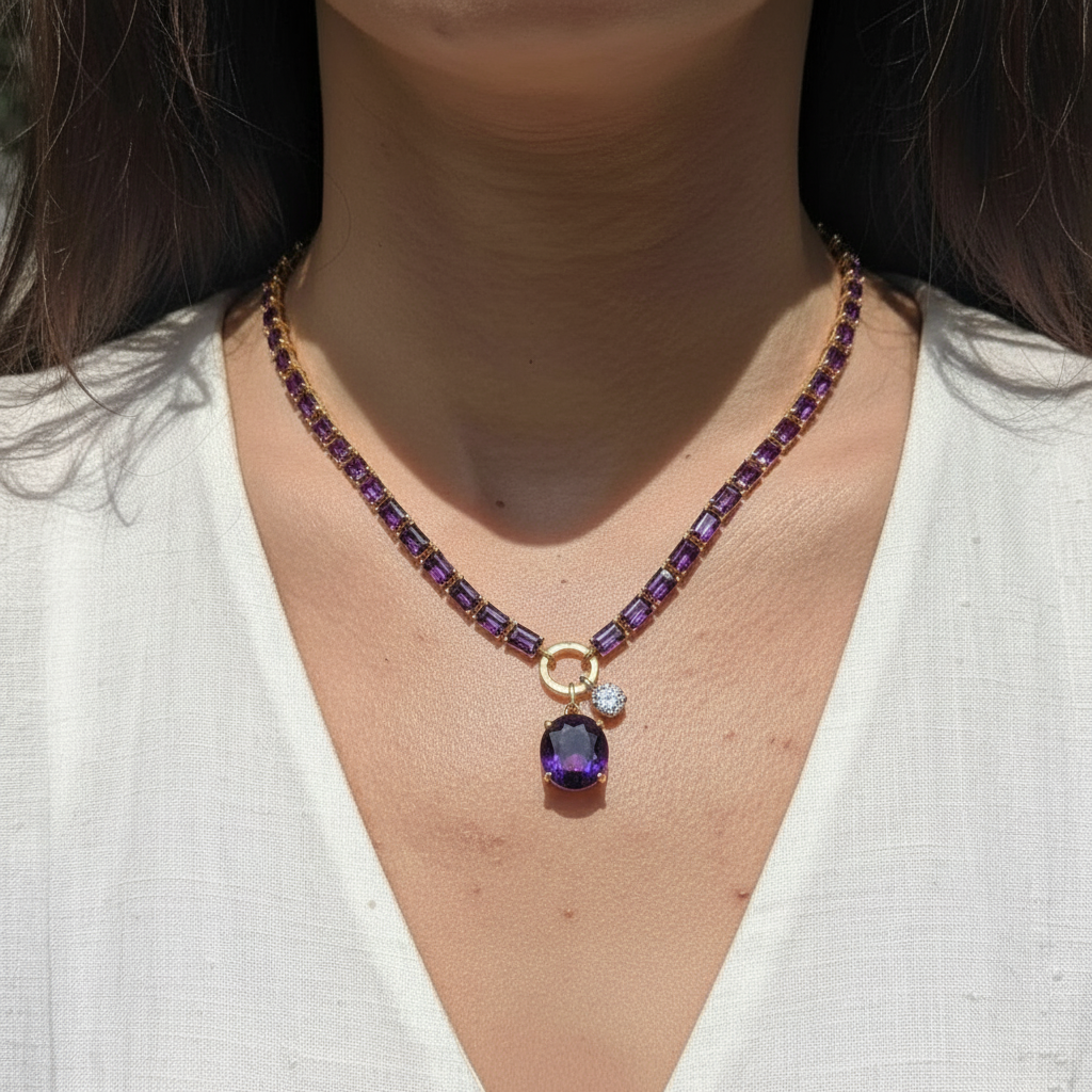 Nexus Tennis Necklace – Purple Amethyst