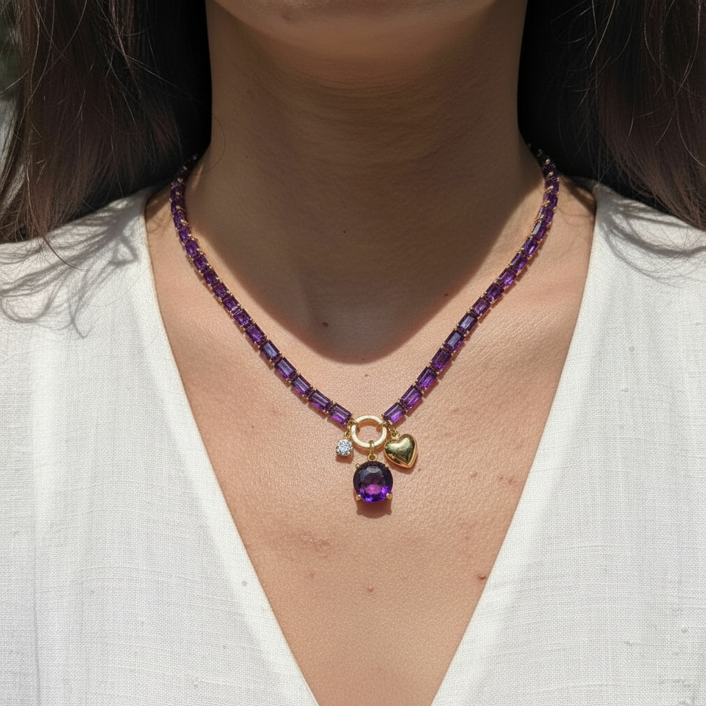 Nexus Tennis Necklace – Purple Amethyst