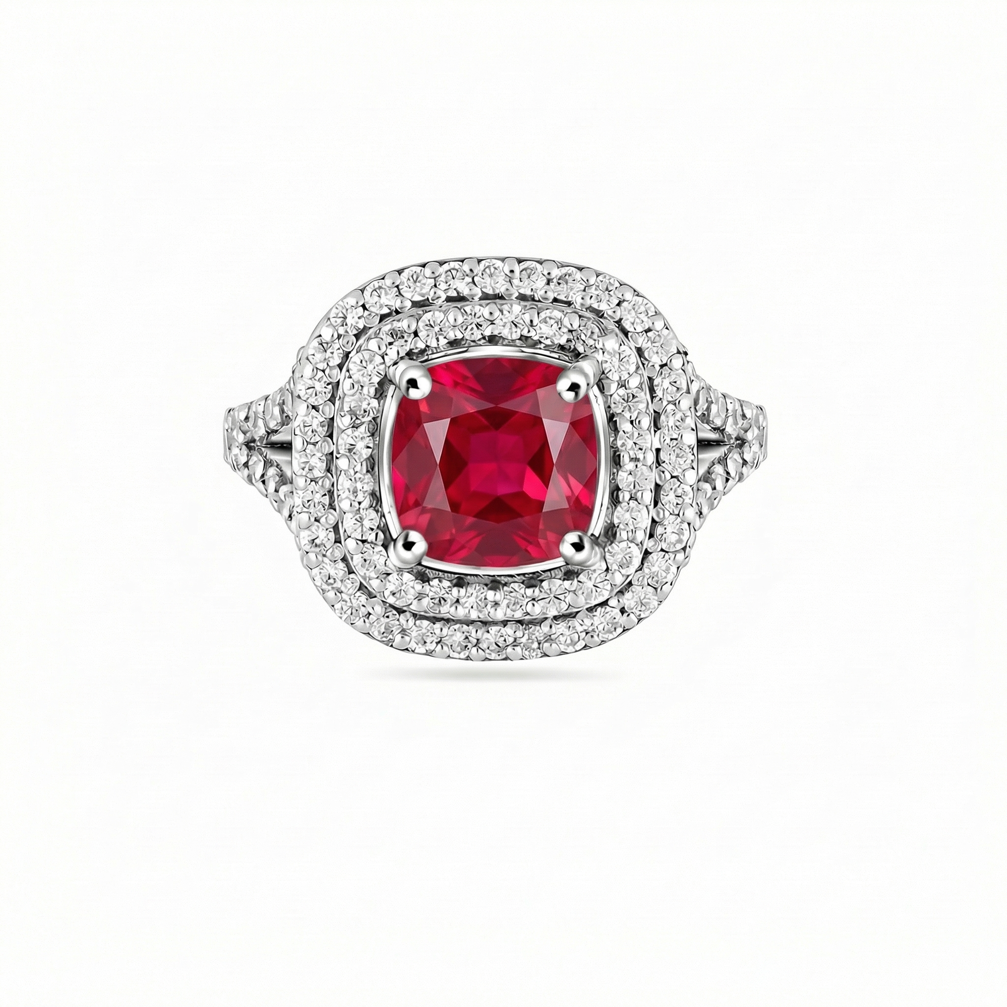 Aria Double Halo Ring – Red Ruby