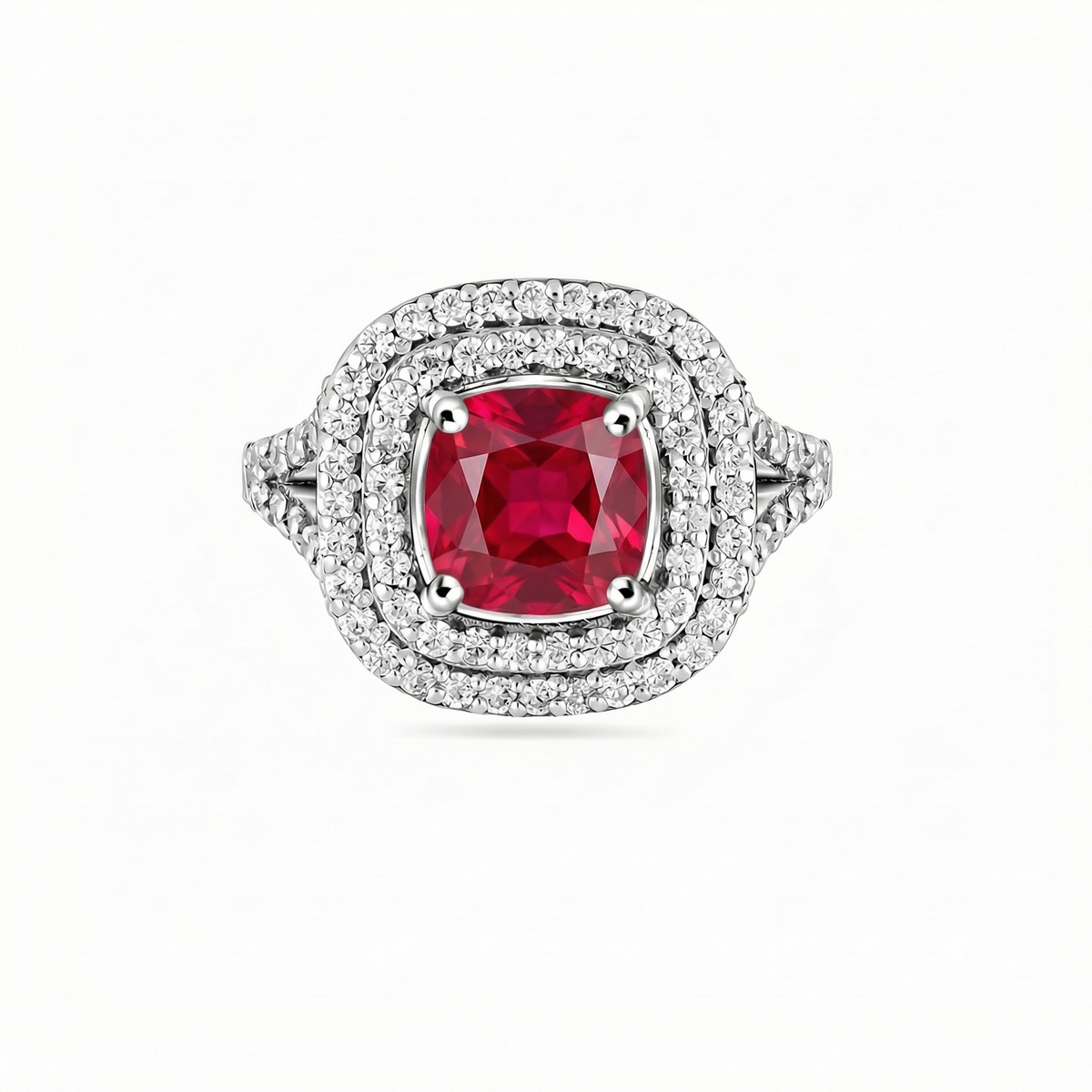 Aria Double Halo Ring – Red Ruby
