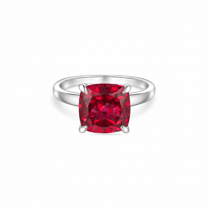 Aria Cushion Solitaire Ring – Red Ruby
