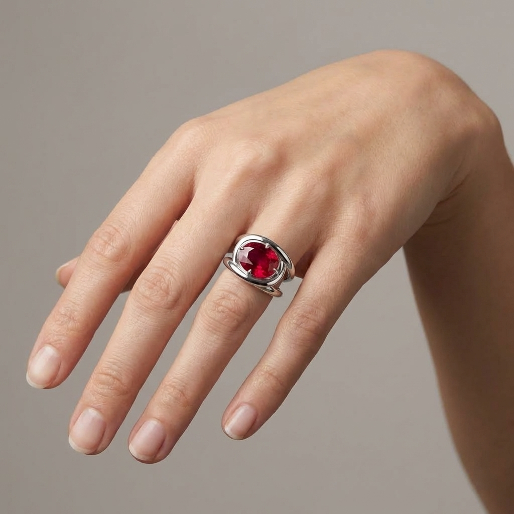 Velara Twist Ring – Red Ruby