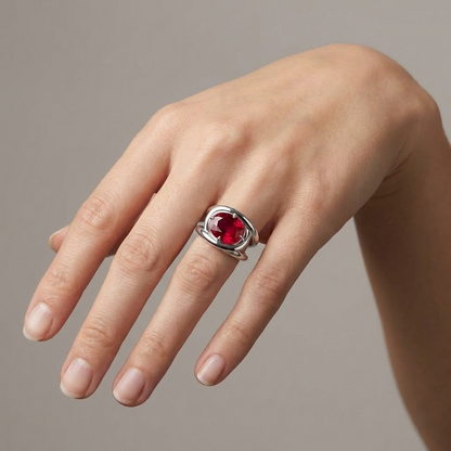 Velara Twist Ring – Red Ruby