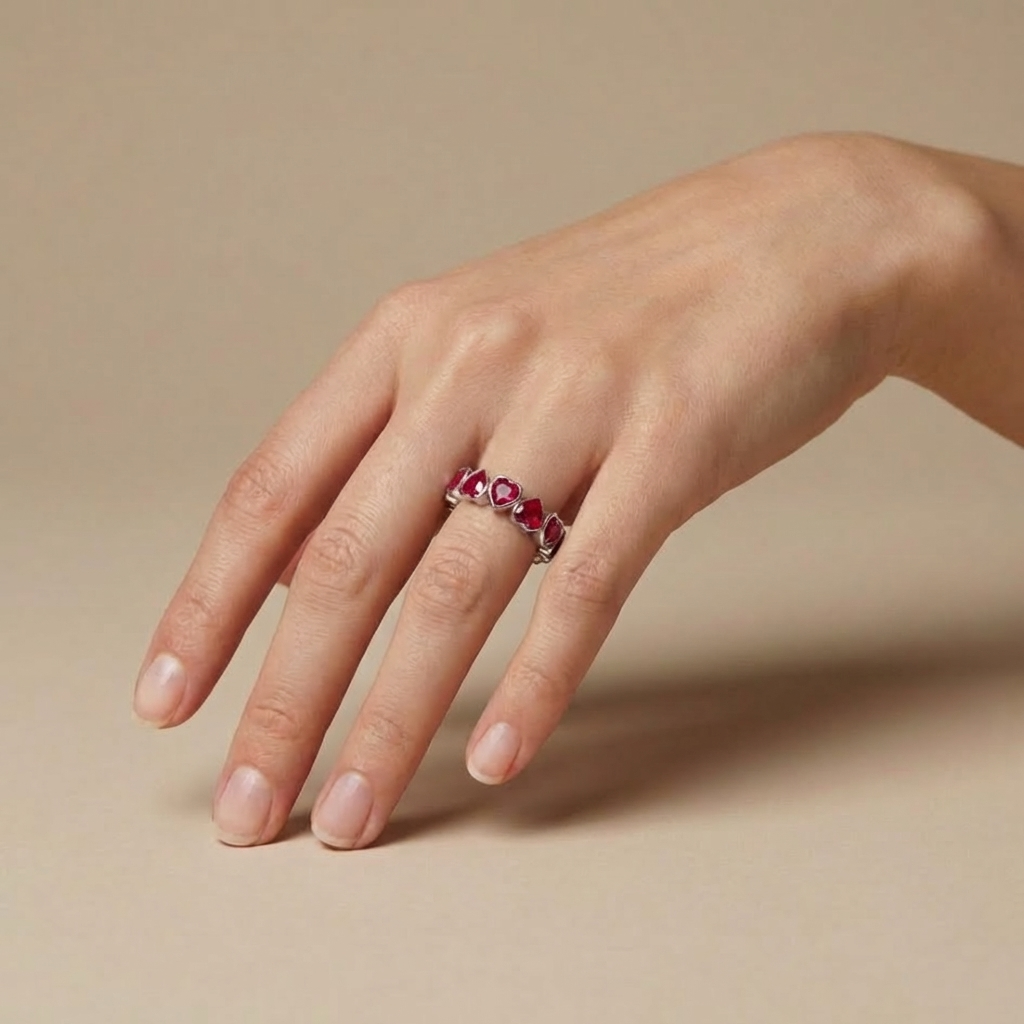 Amore Frame Eternity Ring – Red Ruby