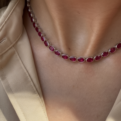 Velara Frame Tennis Necklace – Red Ruby