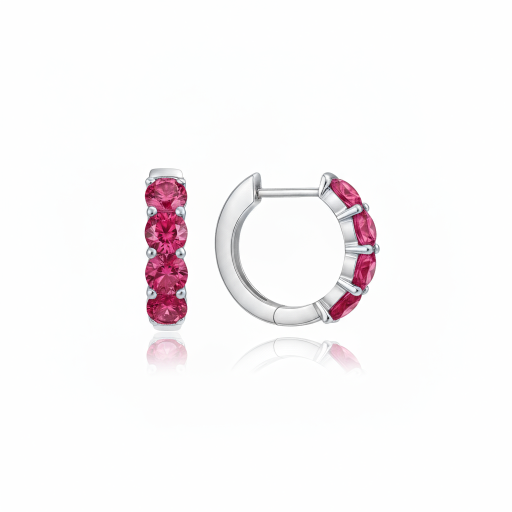 Linea Chunky Hoop Earrings – Red Ruby
