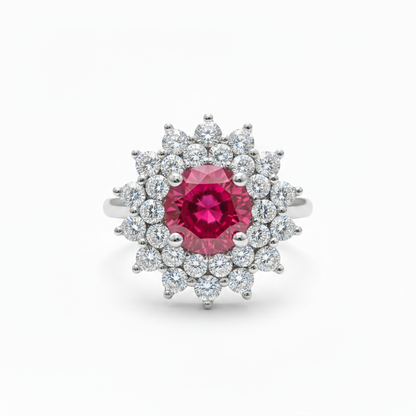 Juno Flower Ring – Red Ruby