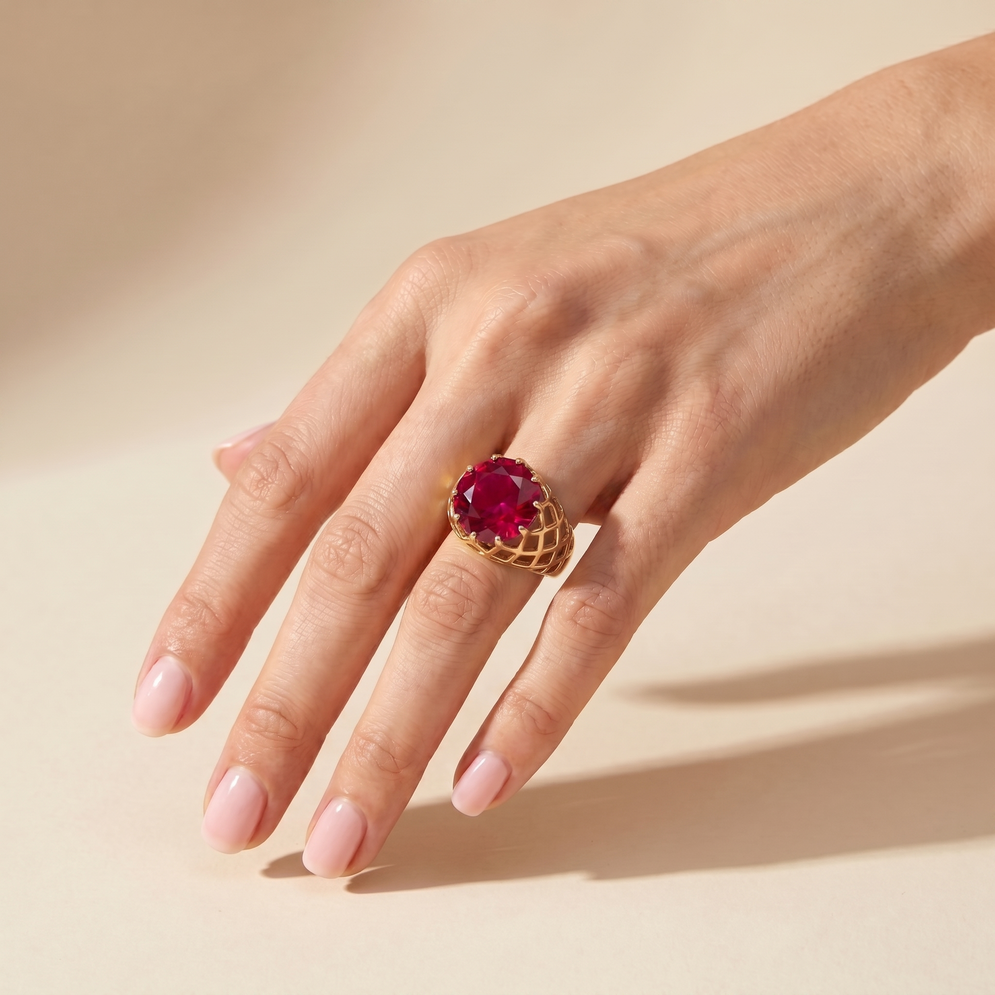 Juno Trellis Ring – Red Ruby