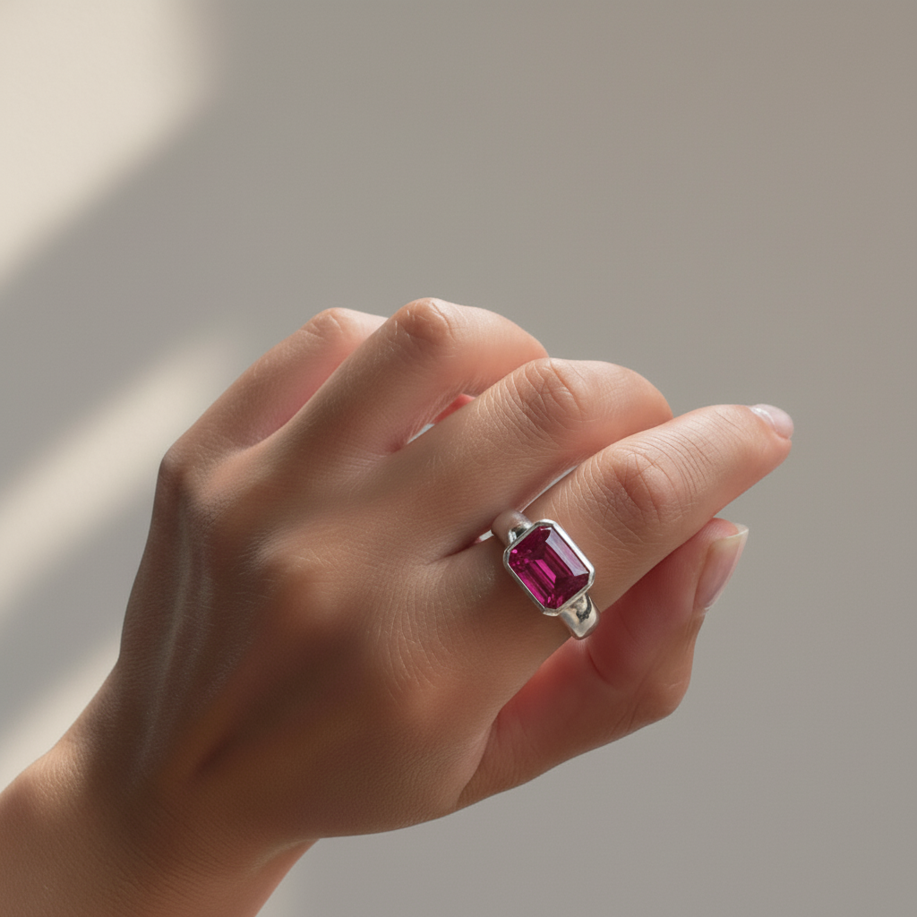 Nexus Lateral Solitaire Ring – Red Ruby